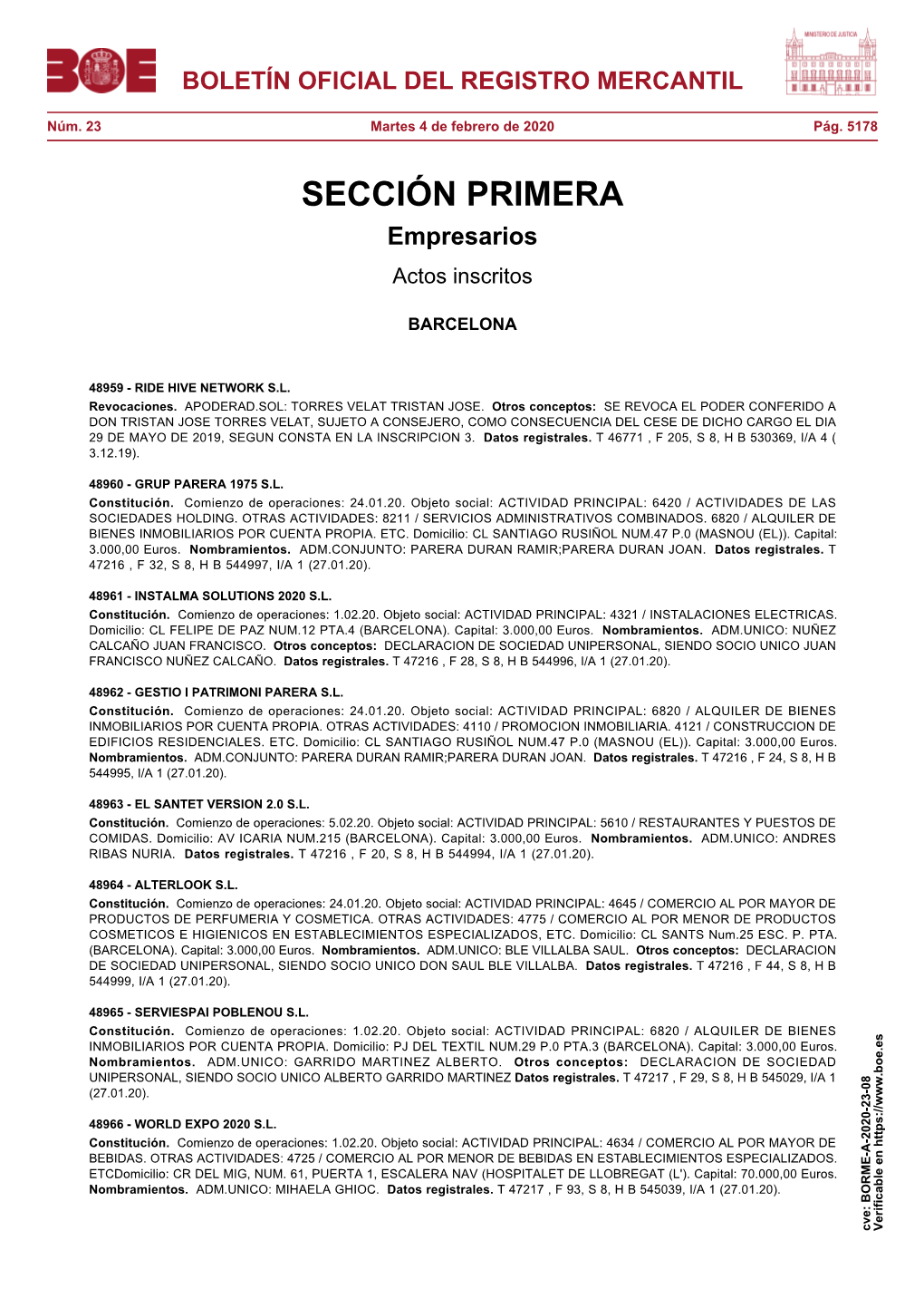 BORME-A-2020-23-08 Verificable En BOLETÍN OFICIAL DEL REGISTRO MERCANTIL