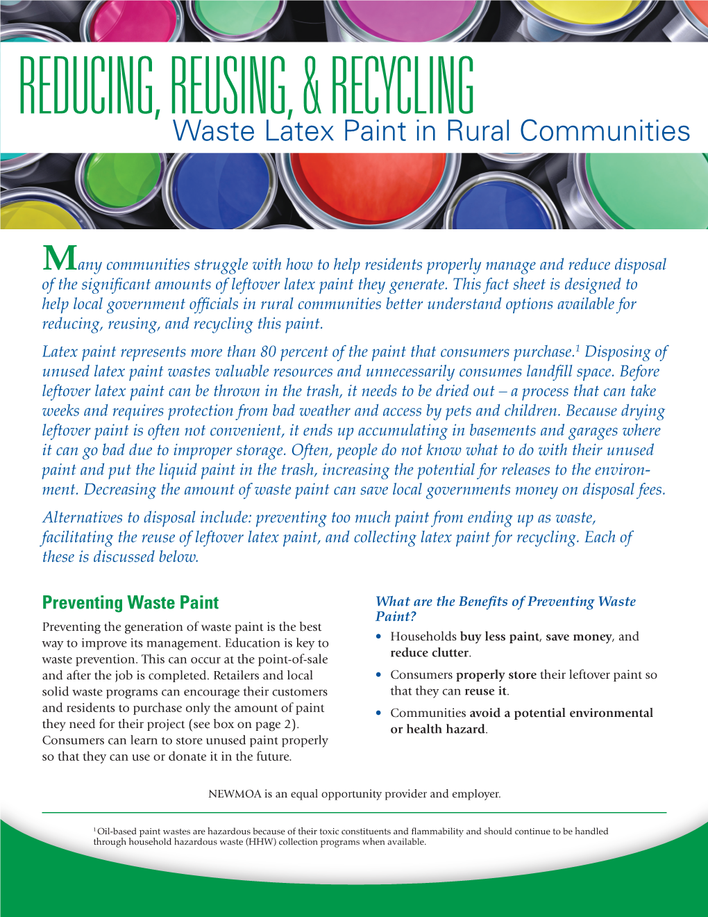 Reducing, Reusing, & Recycling Waste Latex Paint in Rural
