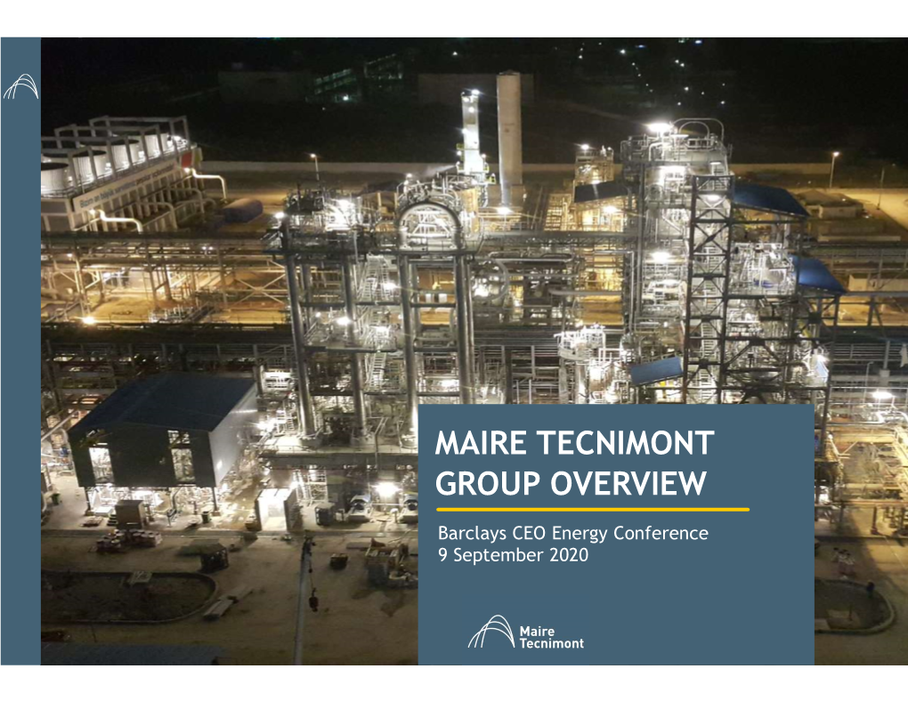 Maire Tecnimont Group Overview