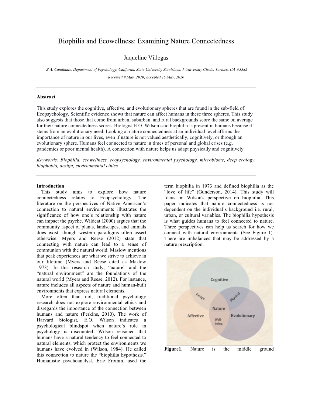 Biophilia and Ecowellness: Examining Nature Connectedness