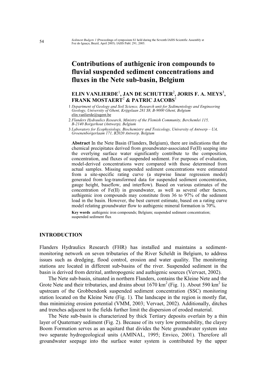 Contributions of Authigenic Iron Compounds to Fluvial Suspended Sediment Concentrations and Fluxes in the Nete Sub-Basin, Belgium