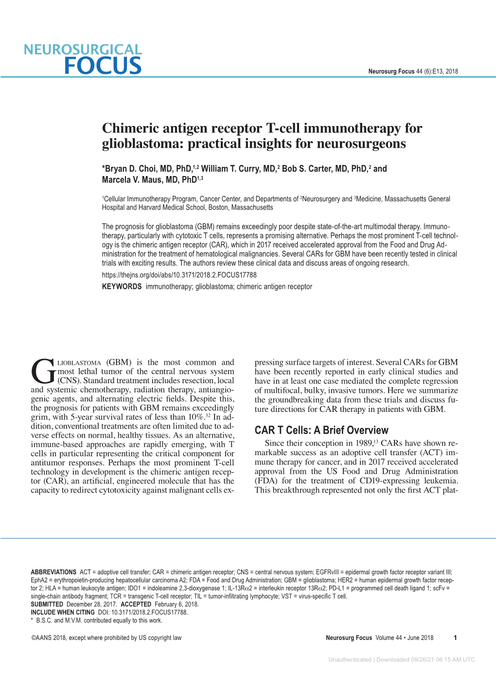 Chimeric Antigen Receptor T-Cell Immunotherapy for Glioblastoma: Practical Insights for Neurosurgeons