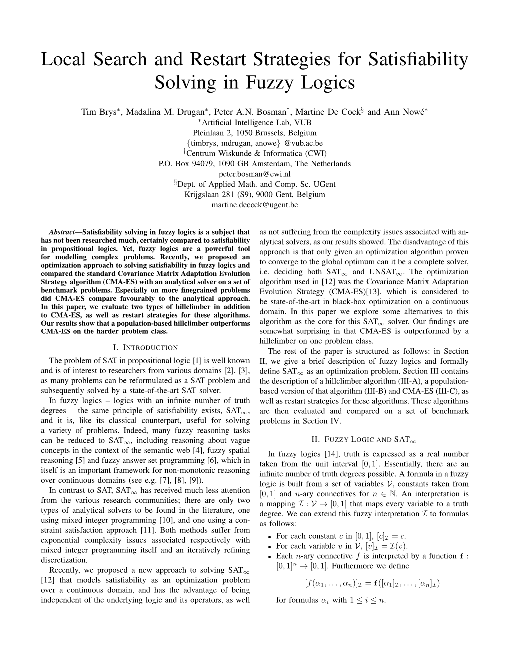 Local Search and Restart Strategies for Satisfiability Solving in Fuzzy