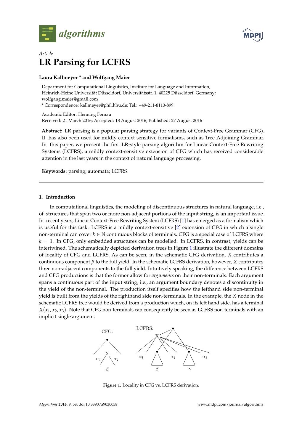 LR Parsing for LCFRS