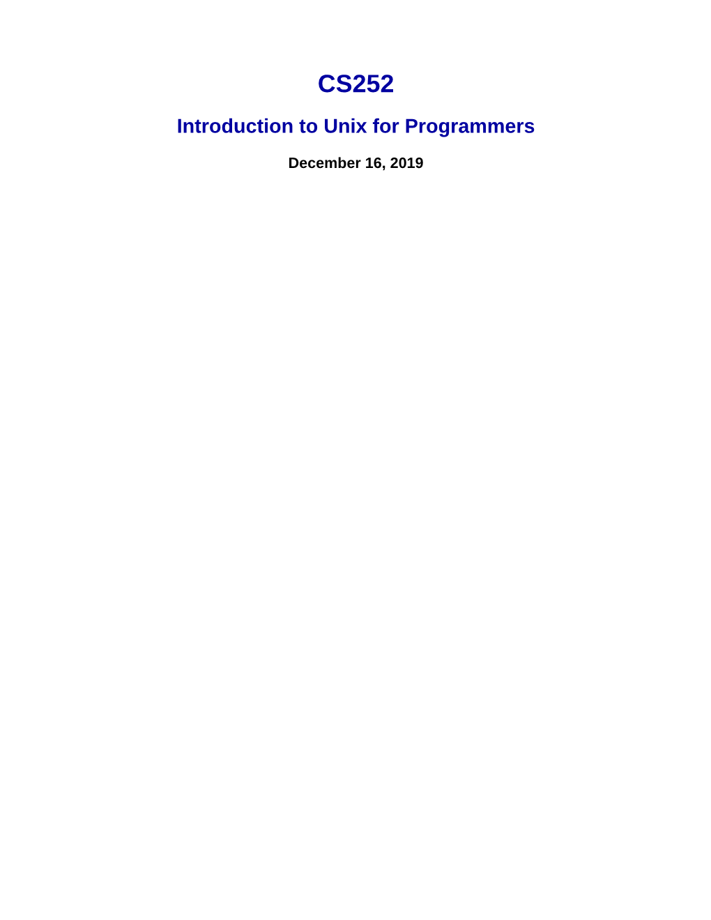 Introduction to Unix for Programmers