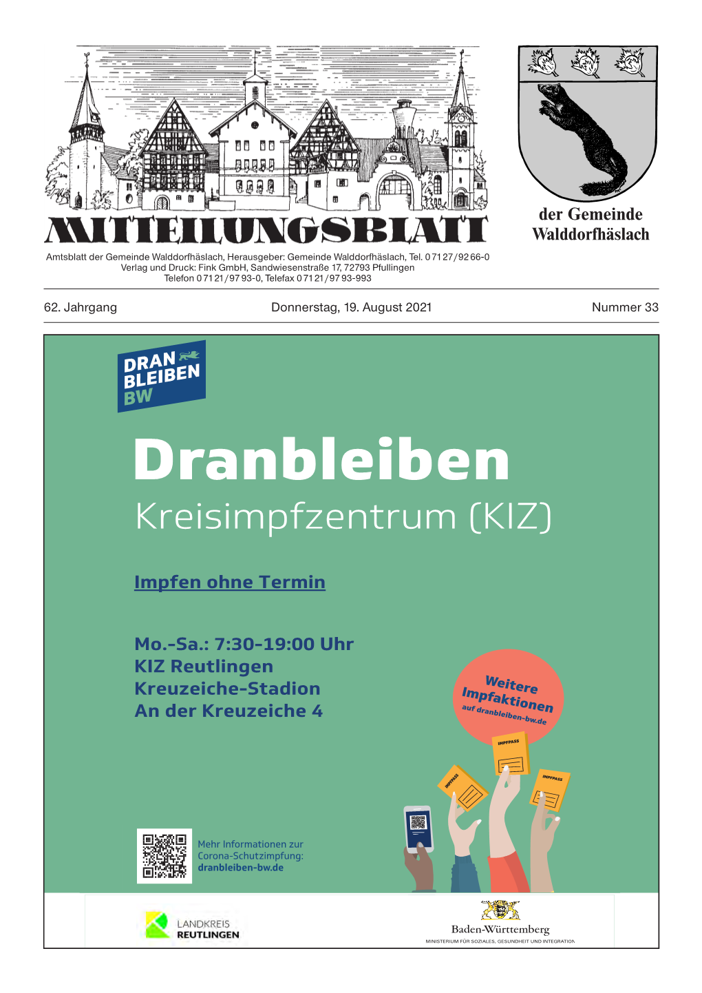 Donnerstag, 19.08.2021