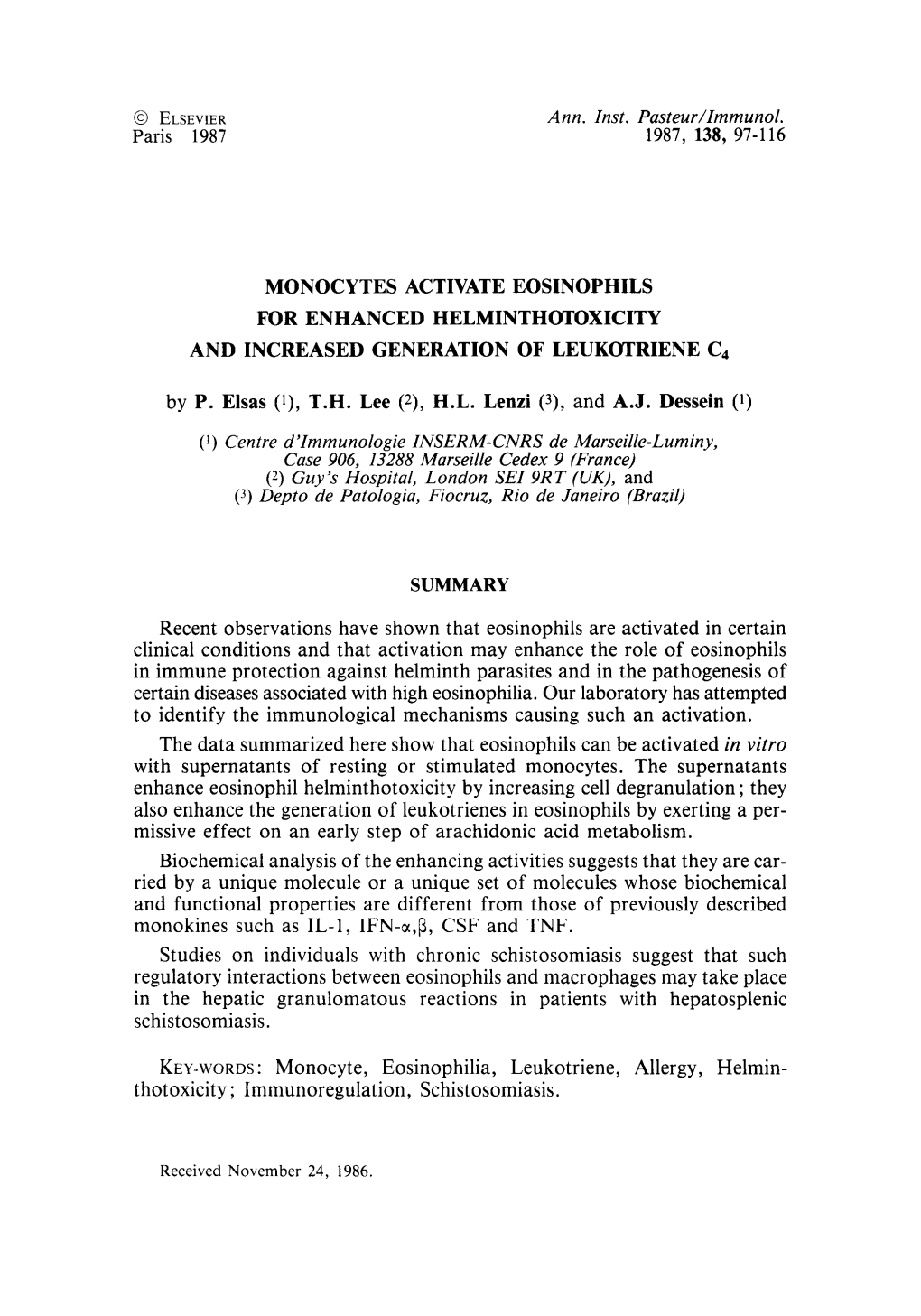 Monocytes Activate Eosinophils for Enhanced Helminthotoxicity And