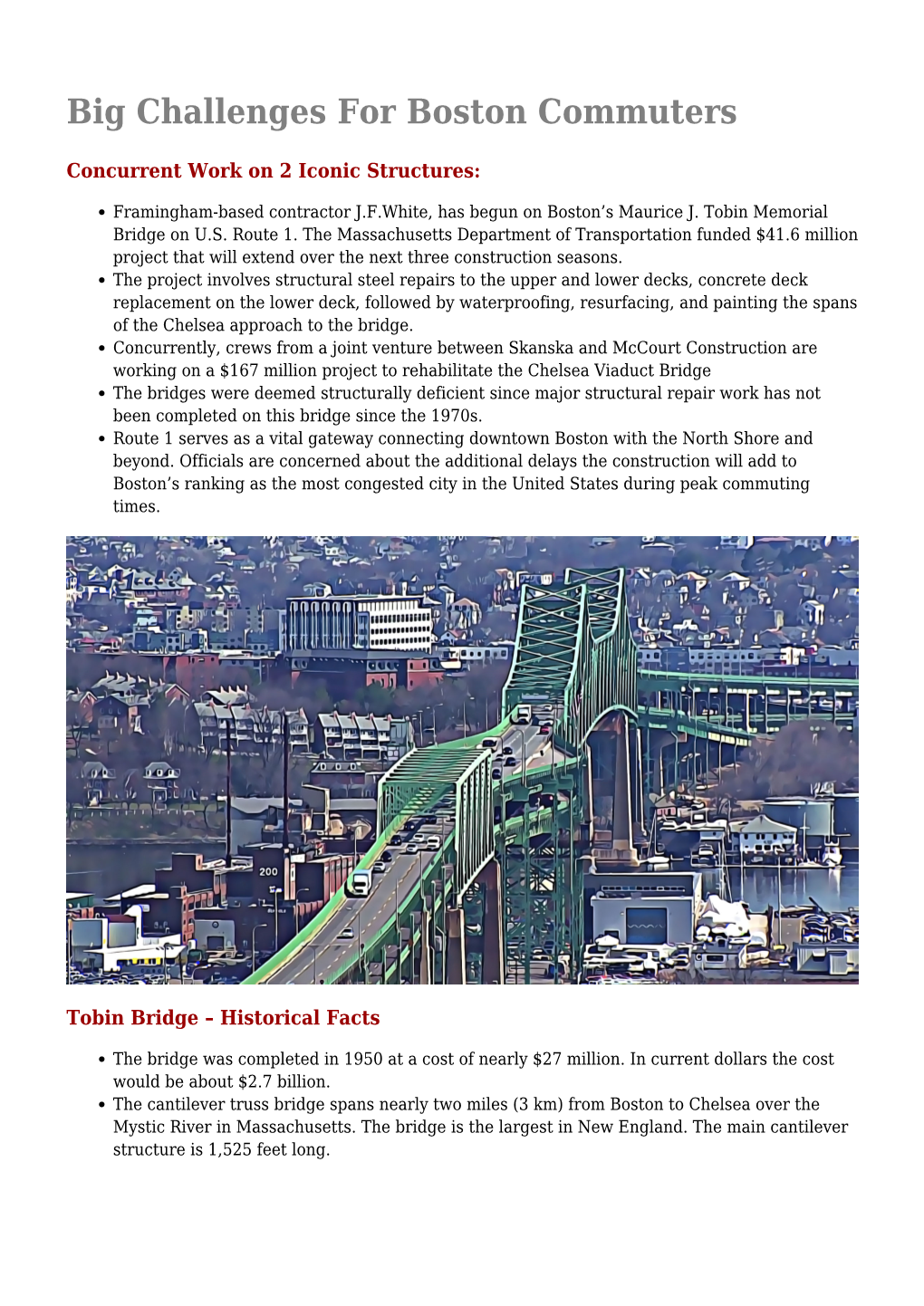 200M Tobin Bridge / Chelsea Curves Rehab