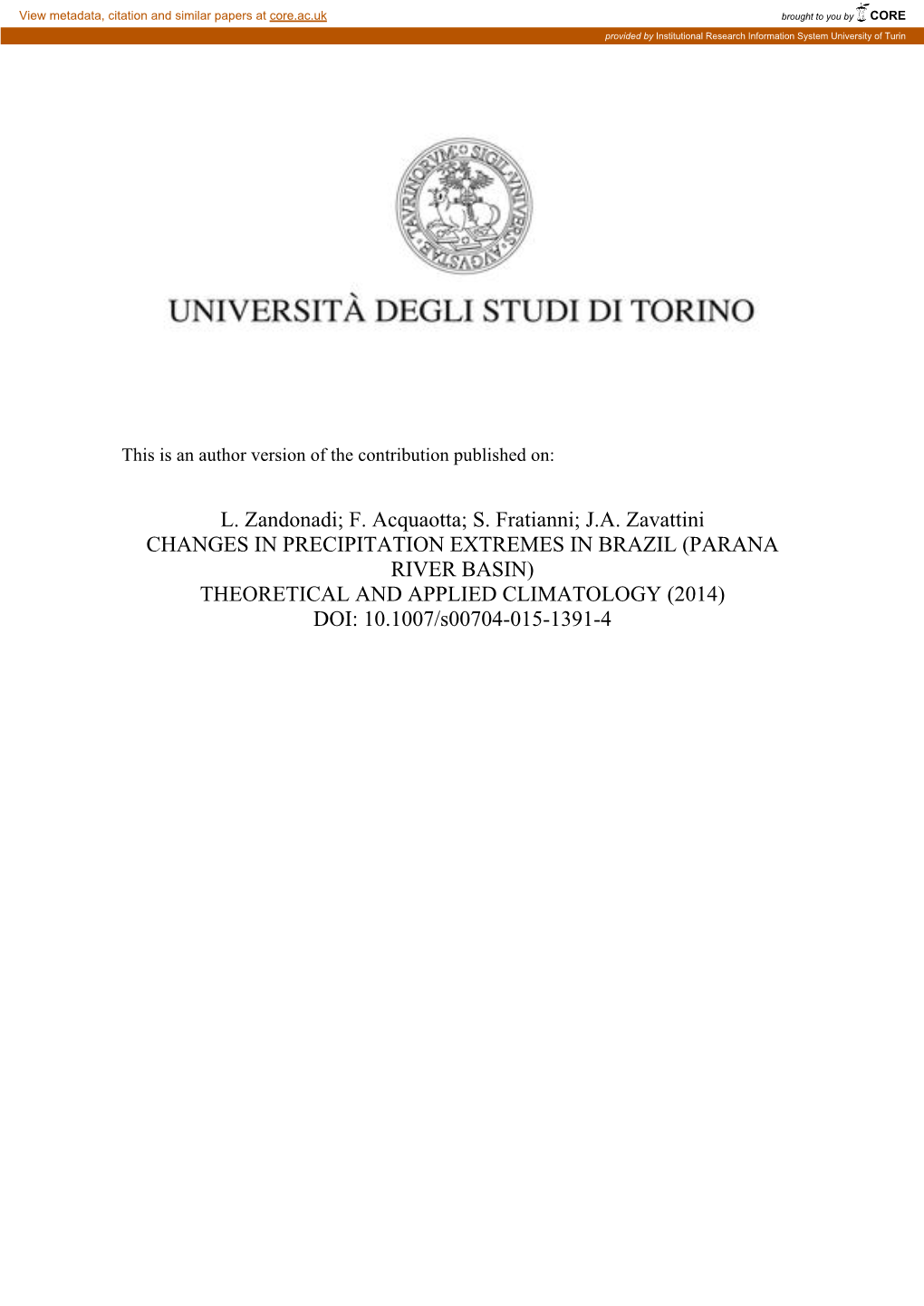 PARANA RIVER BASIN) THEORETICAL and APPLIED CLIMATOLOGY (2014) DOI: 10.1007/S00704-015-1391-4