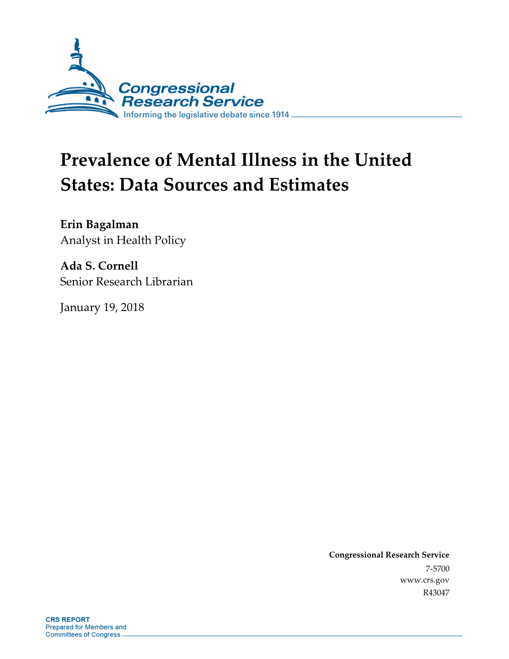 Prevalence of Mental Illness in the United States: Data Sources and Estimates