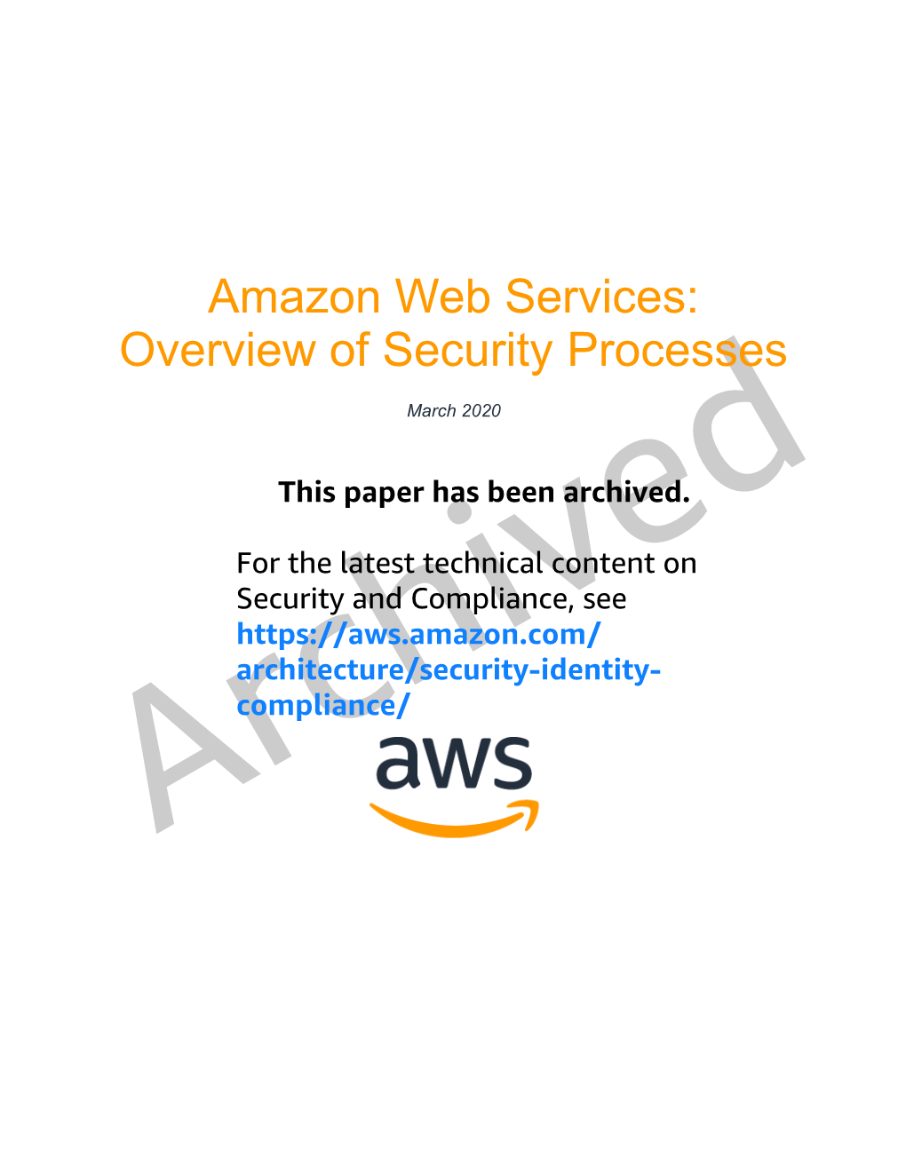 Amazon Web Services: Overview of Security Processes