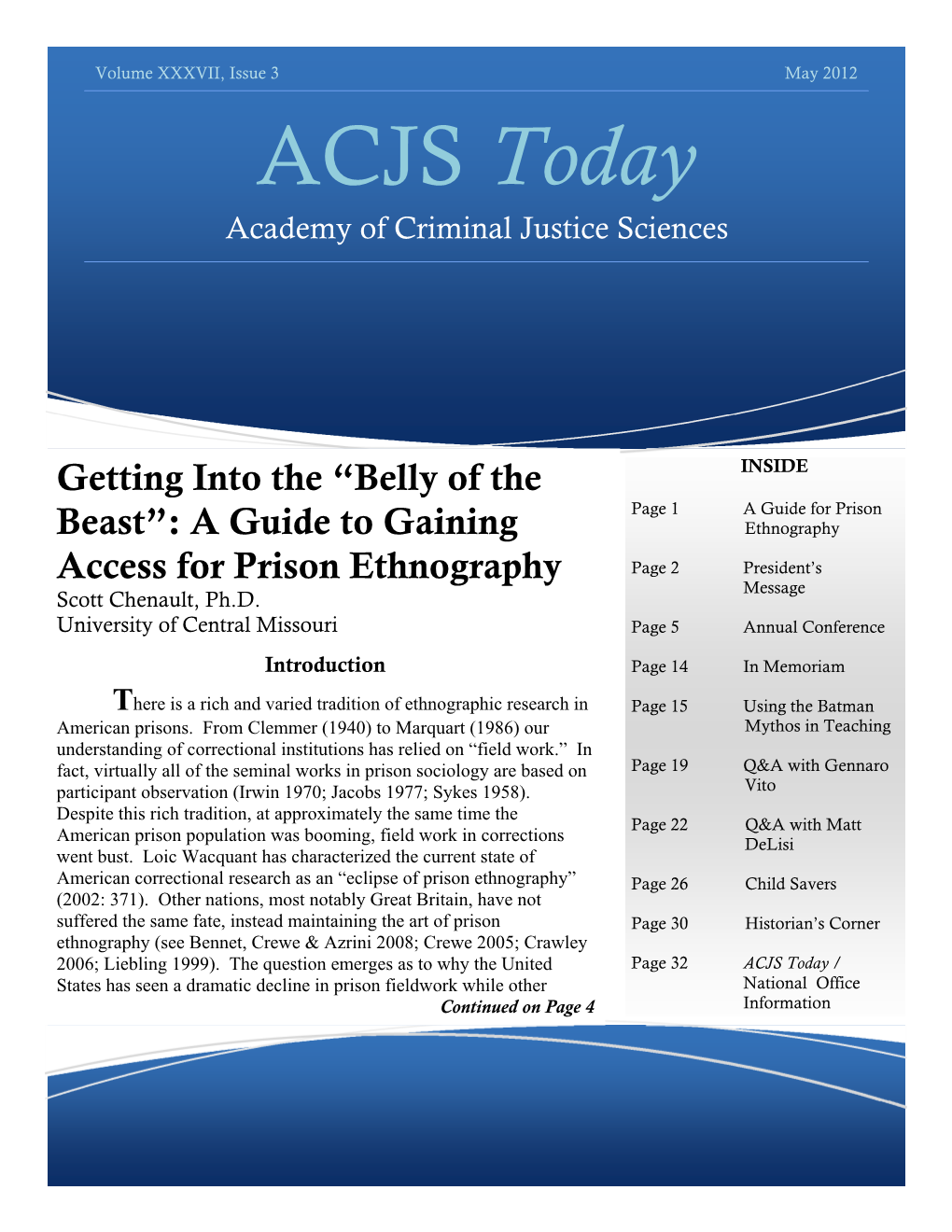 ACJS Today Academy of Criminal Justice Sciences