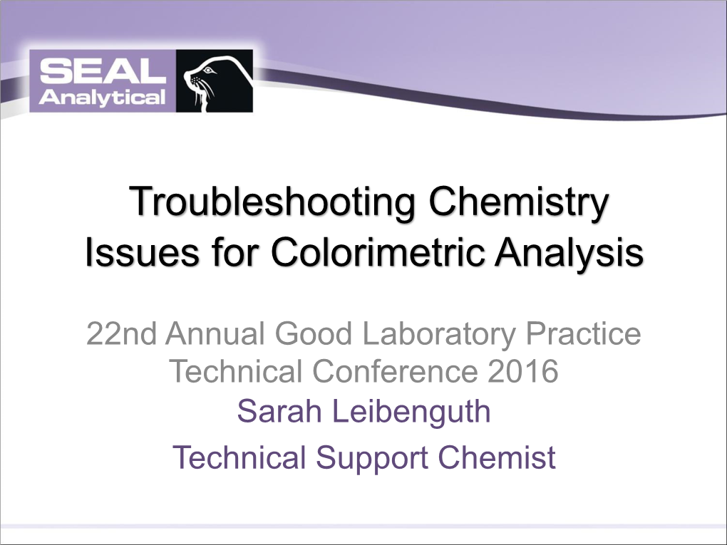 Troubleshooting Chemistry Issues for Colorimetric Analysis