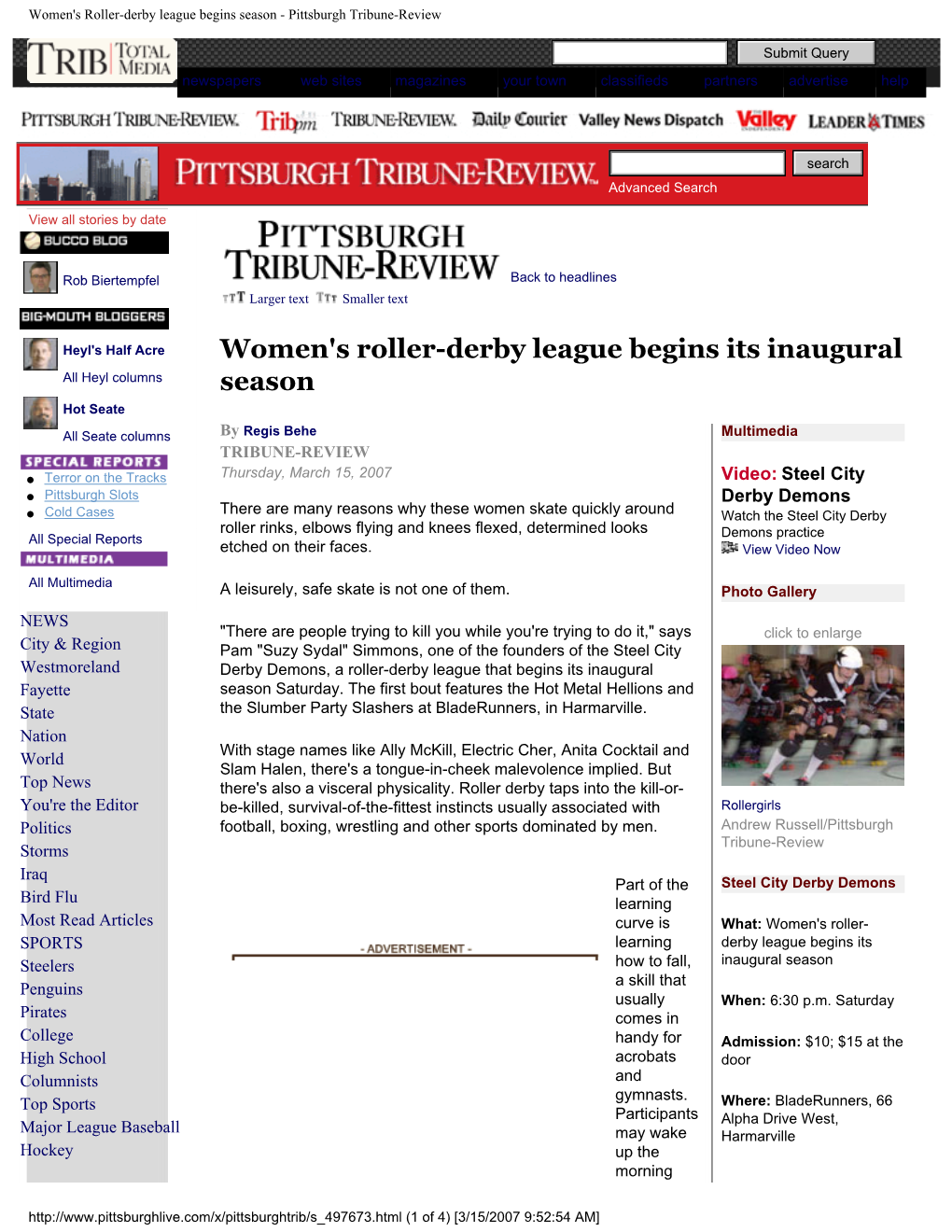 Women's Roller-Derby League Begins Season - Pittsburgh Tribune-Review
