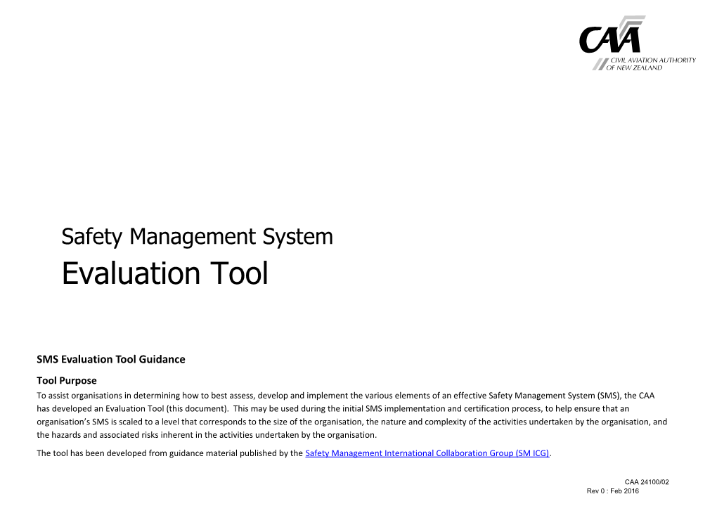 SMS Evaluation Tool Guidance