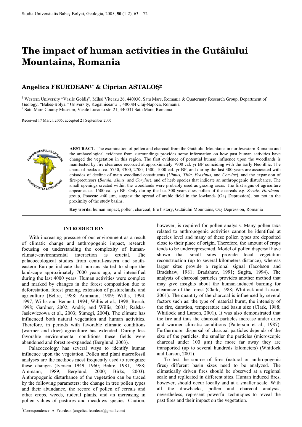 The Impact of Human Activities in the Gutaiului Mountains, Romania