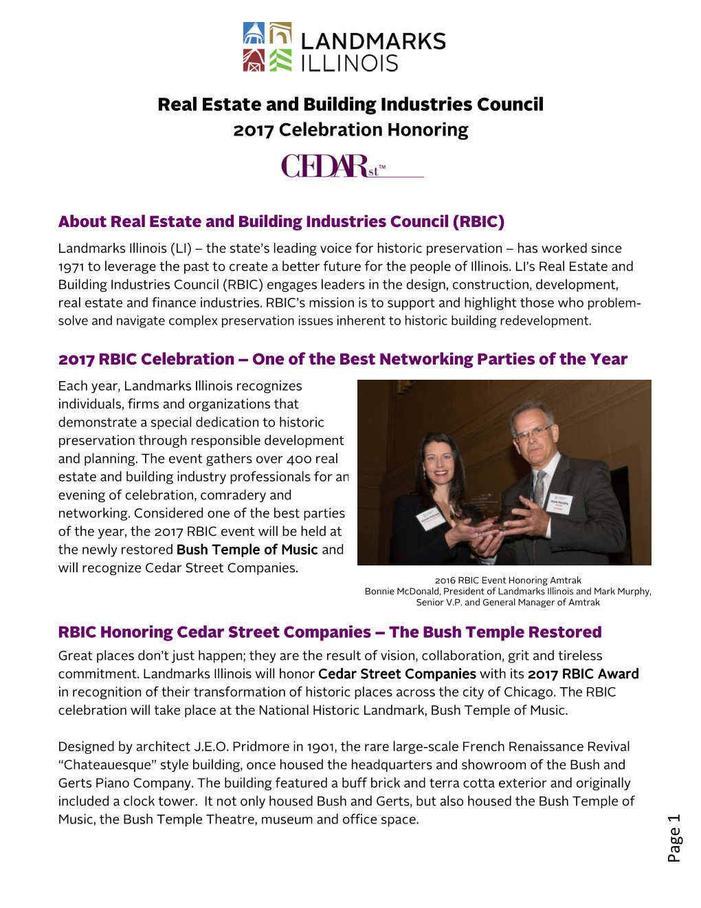 Real Estate and Building Industries Council 2017 Celebration Honoring