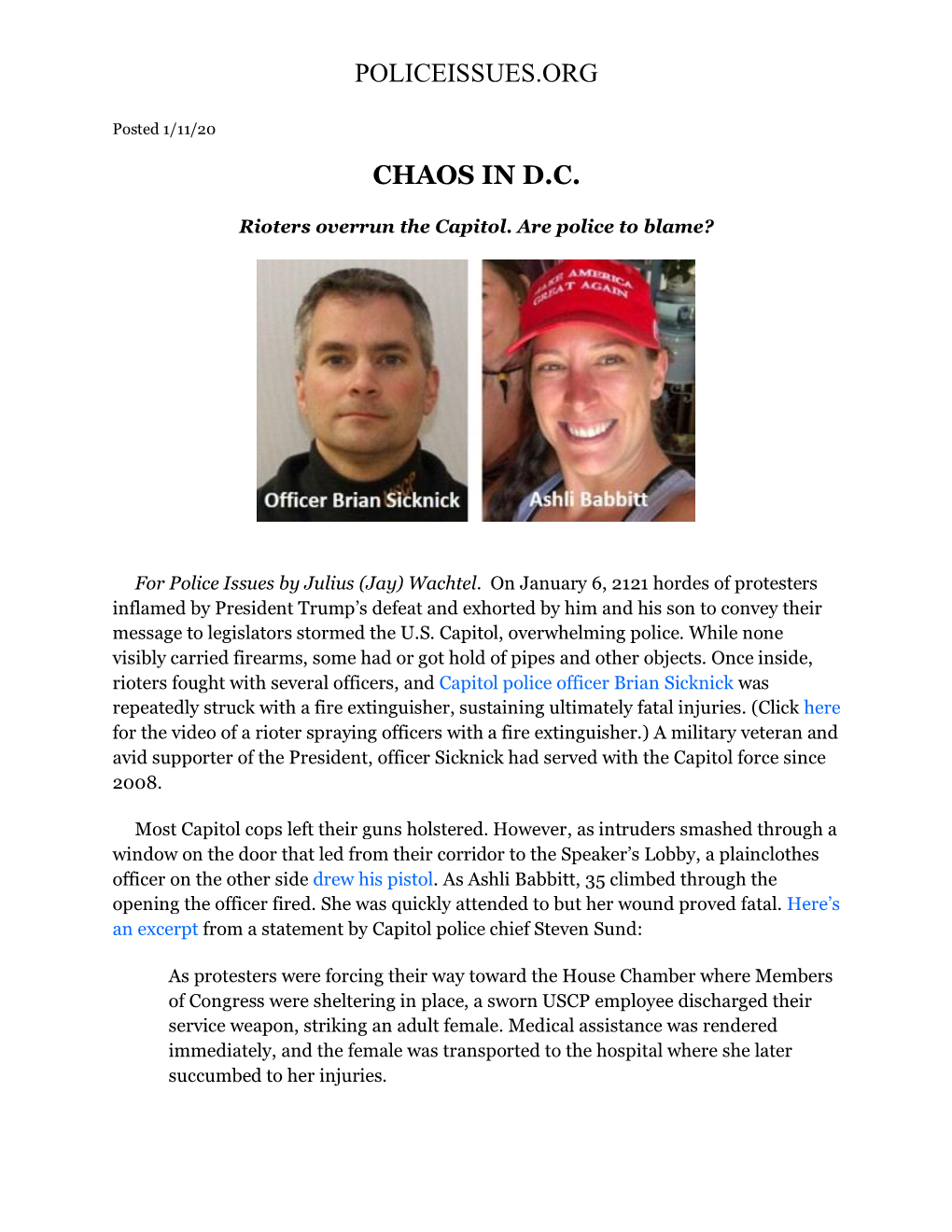 Policeissues.Org Chaos in D.C