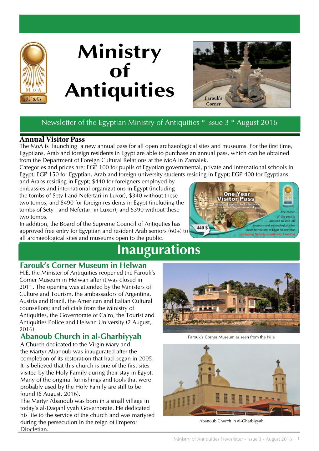 Newsletter Egyptian Ministry of Antiquities No. 3