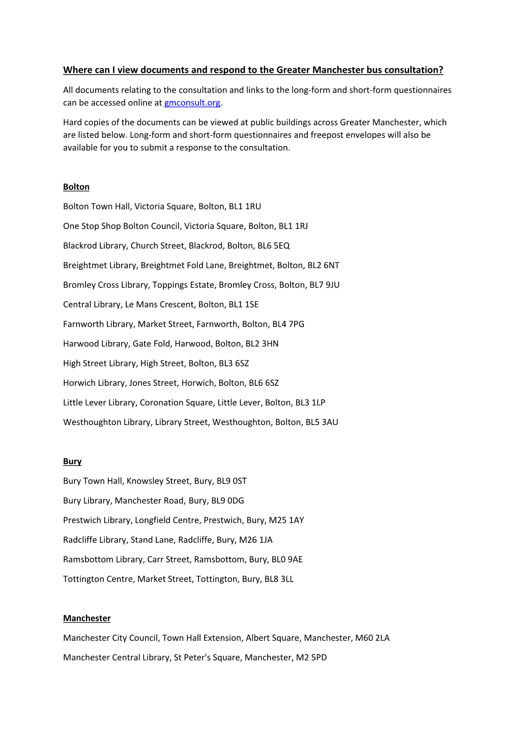 Where Can I View Documents and Respond to the Greater Manchester Bus Consultation?