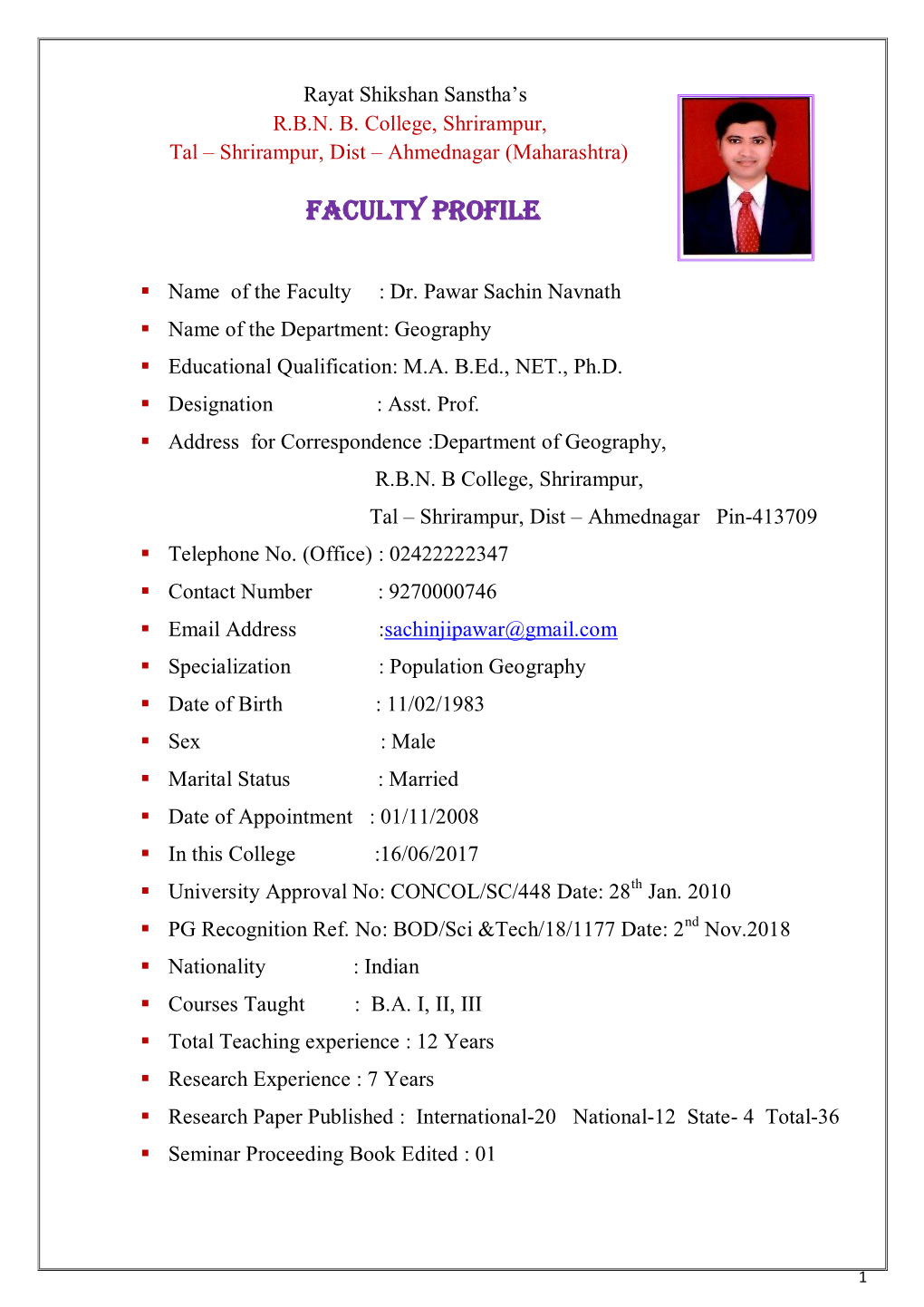 Faculty Profile