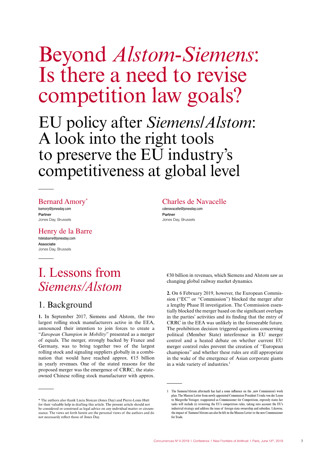 Beyond Alstom-Siemens: Is There a Need to Revise Competition Law Goals?