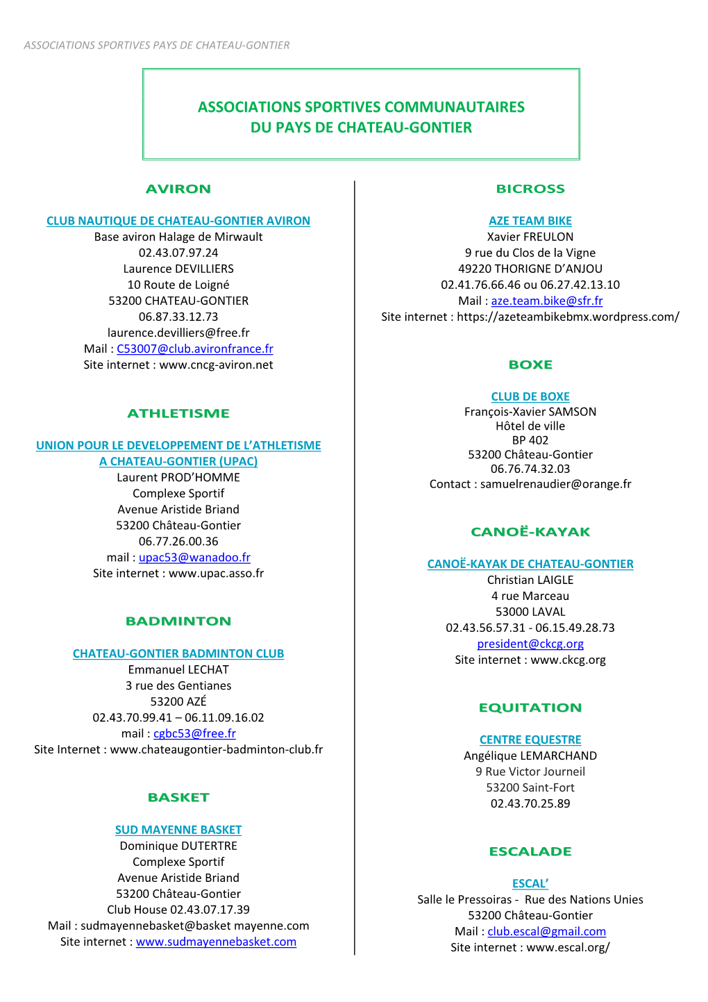 Associations Sportives Communautaires Du Pays De Chateau-Gontier