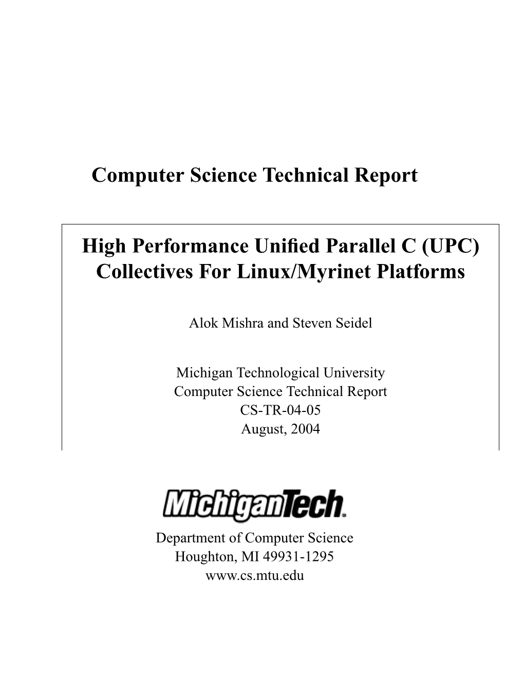 Computer Science Technical Report High Performance Unified Parallel