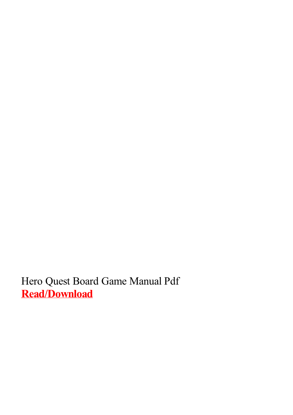 Hero Quest Board Game Manual Pdf
