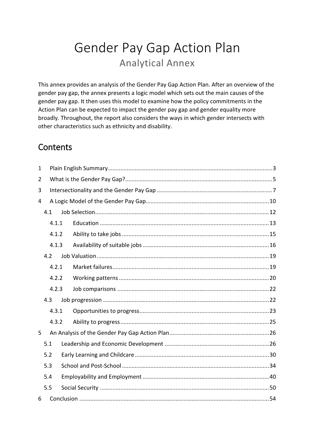 Gender Pay Gap Action Plan Analytical Annex