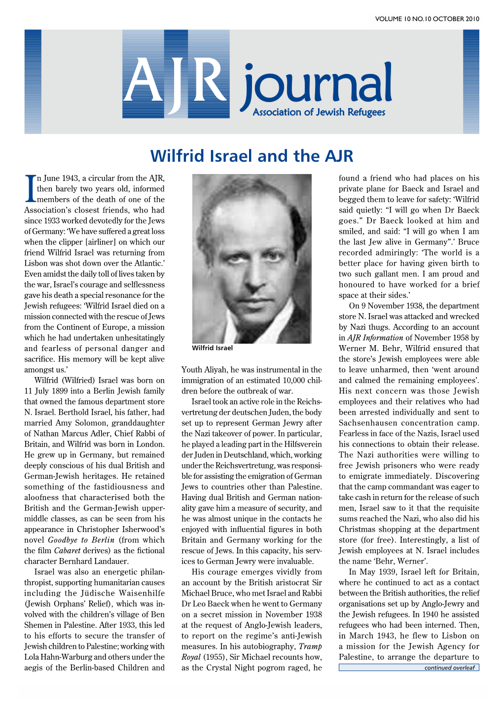 Wilfrid Israel and the AJR