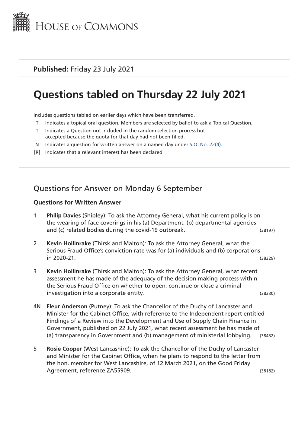 View Questions Tabled PDF File 0.24 MB