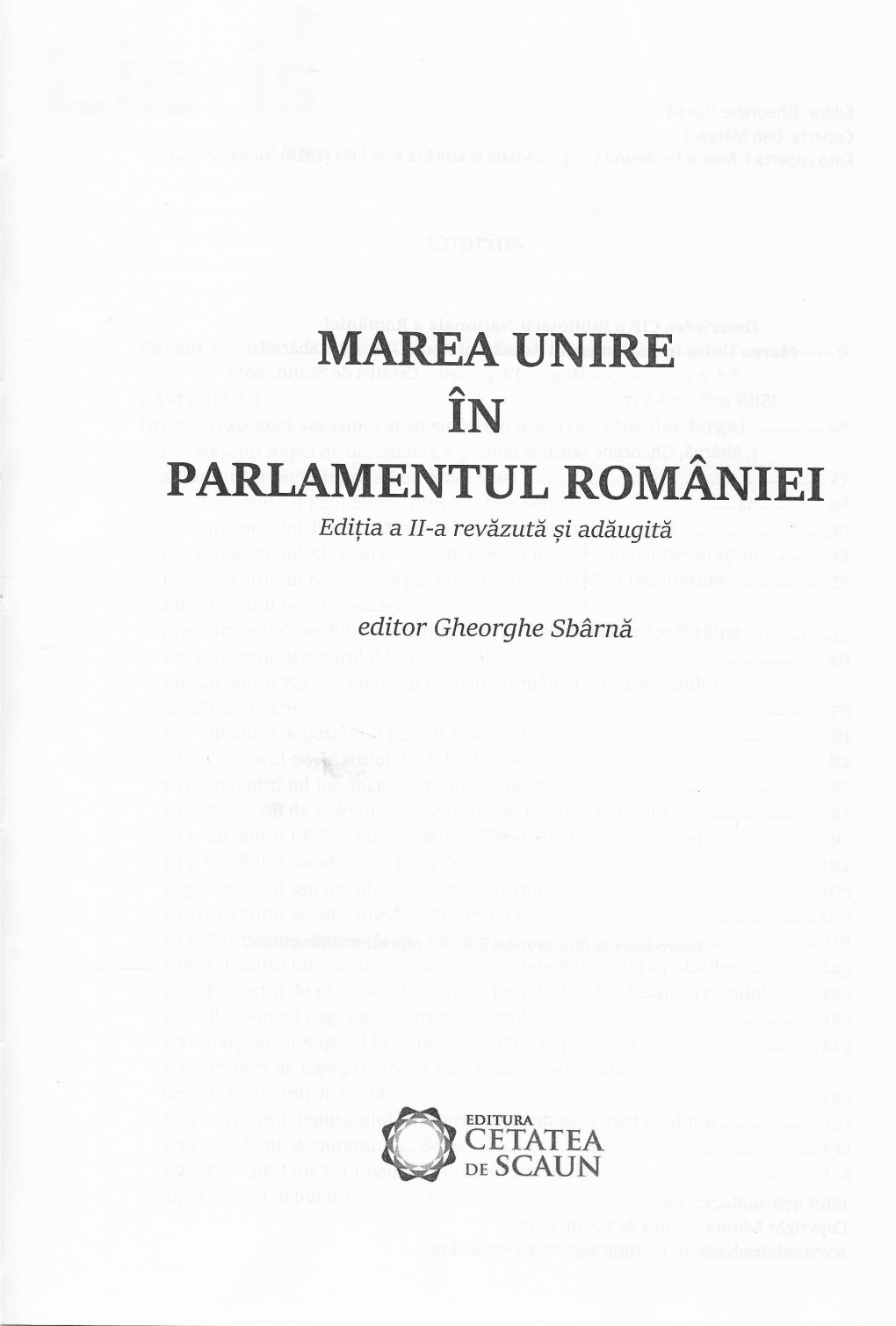 Marea Unire in Parlamentul Romaniei CAPITOLUL II