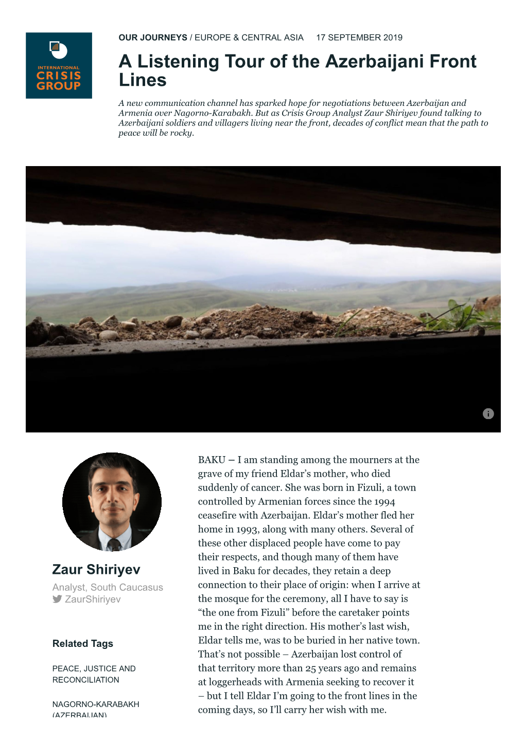 A Listening Tour of the Azerbaijani Front Lines