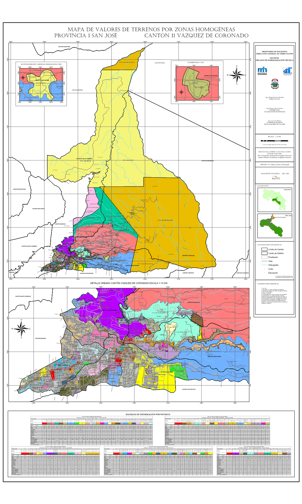 Mapa De Valores De Terrenos Por Zonas Homogéneas Provincia 1 San José Cantón 11 Vázquez De Coronado