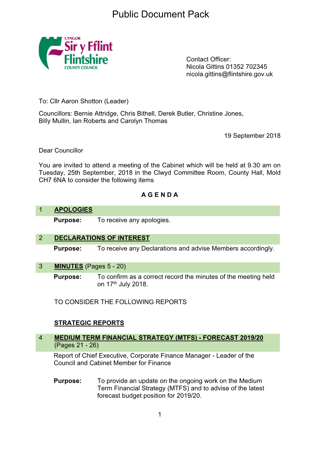 (Public Pack)Agenda Document for Cabinet, 25/09/2018 09:30