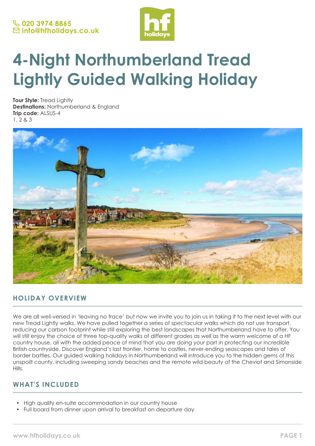 4-Night Northumberland Tread Lightly Guided Walking Holiday