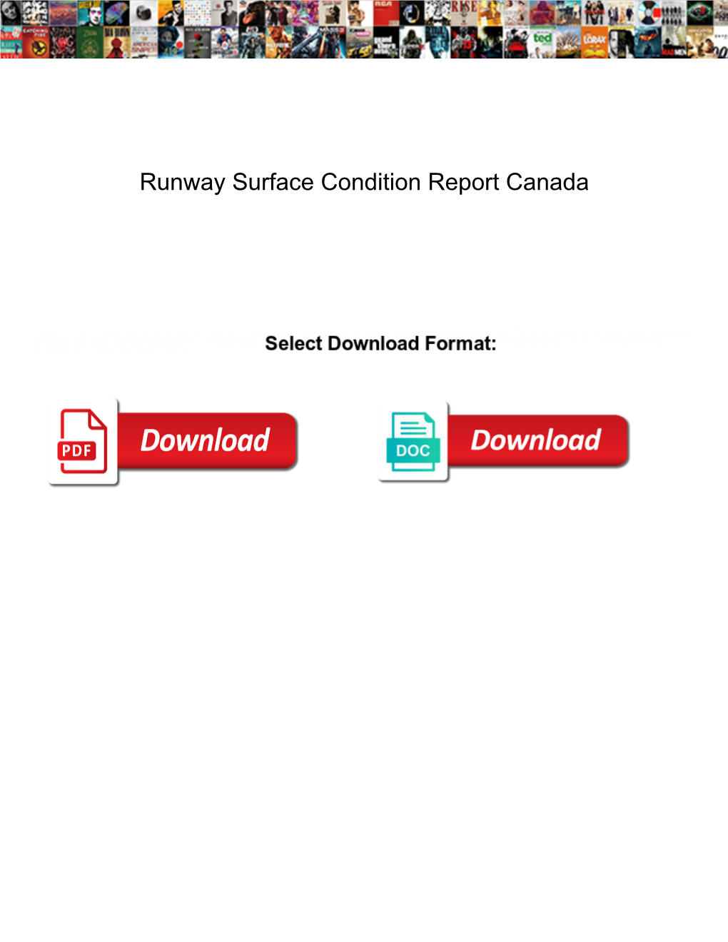 Runway Surface Condition Report Canada