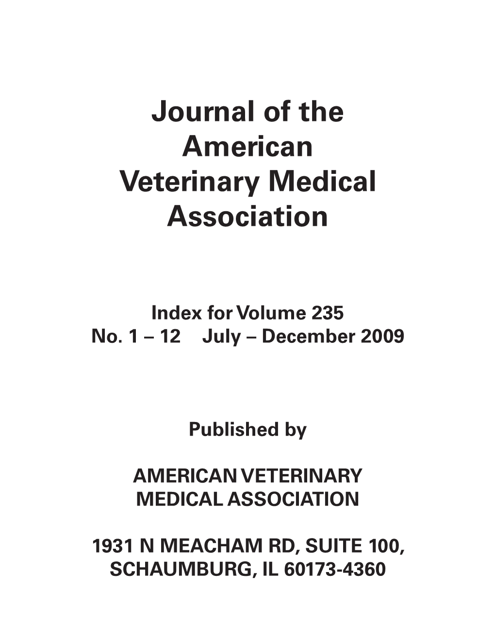 Journal of the American Veterinary Medical Association