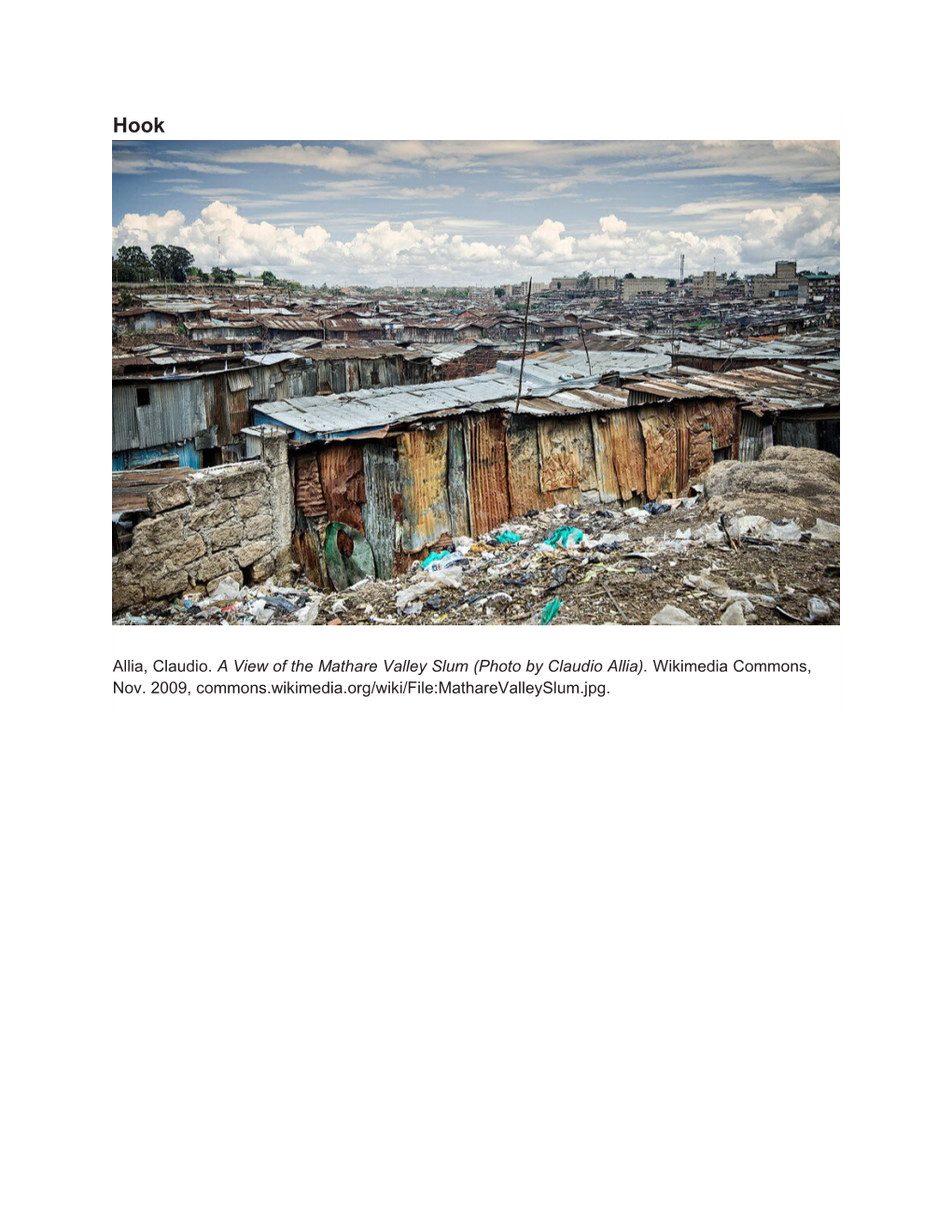 Allia, Claudio. a View of the Mathare Valley Slum (Photo by Claudio Allia). Wikimedia