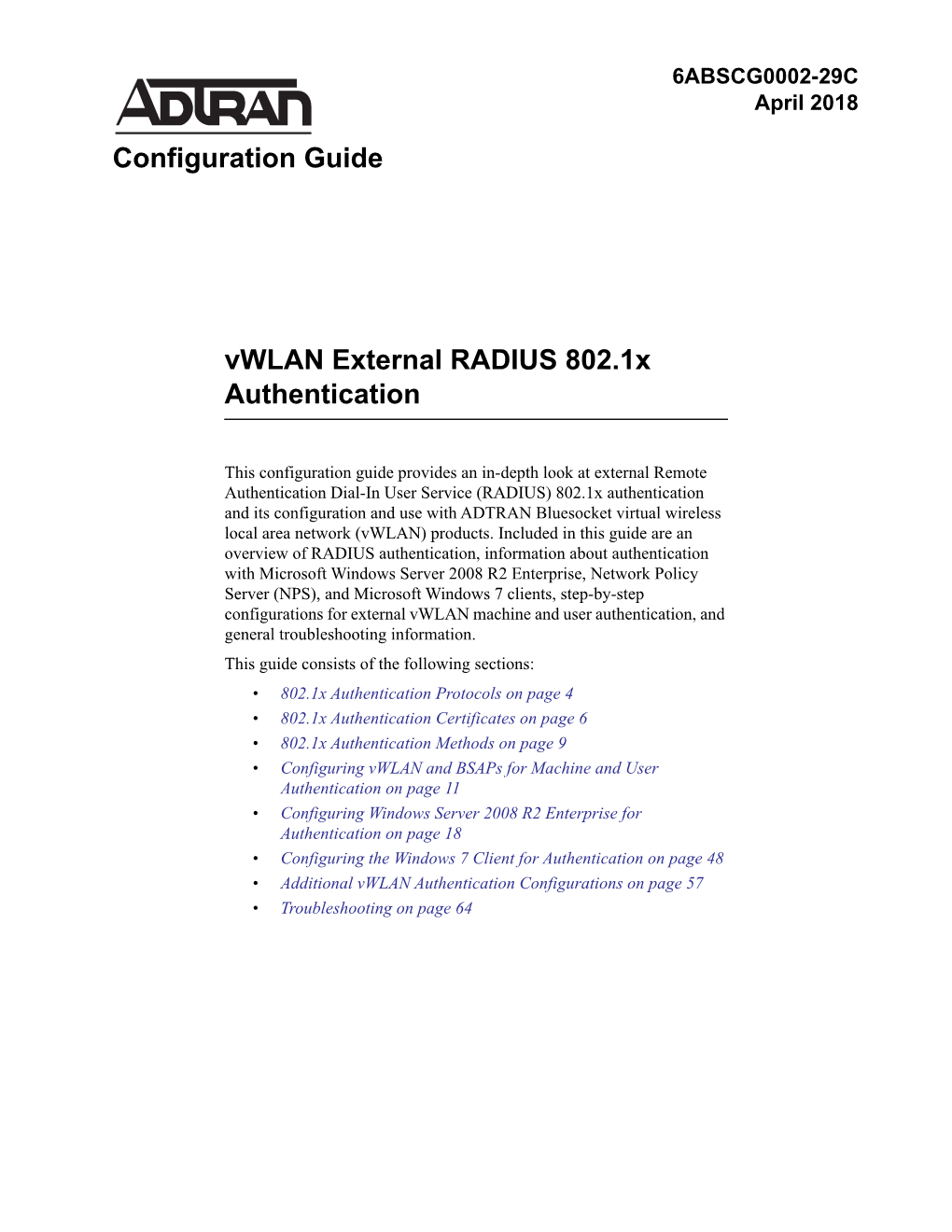 Vwlan External RADIUS 802.1X Authentication