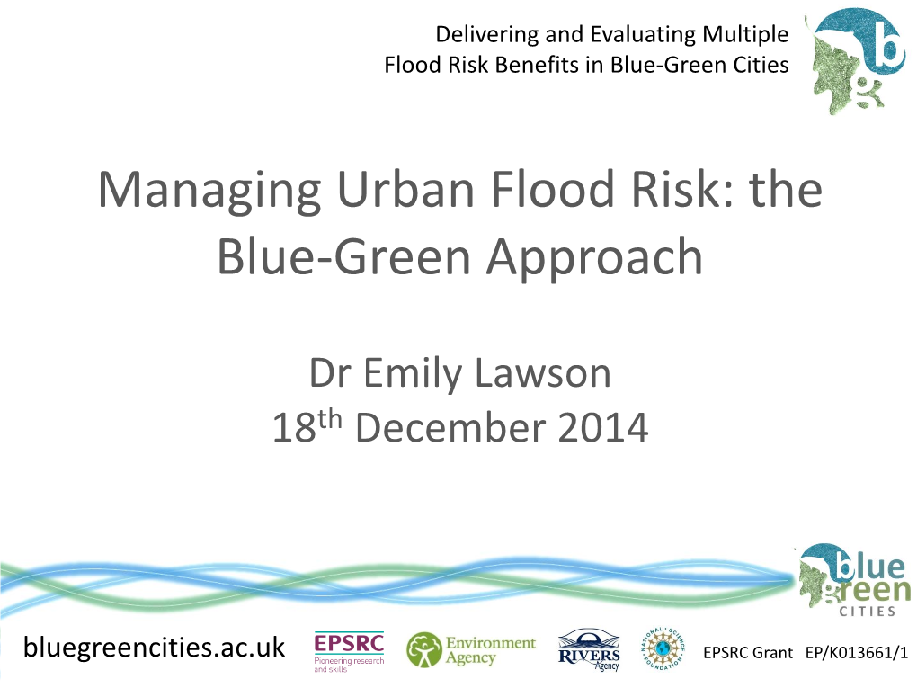 Managing Urban Flood Risk: the Blue-Green Approach