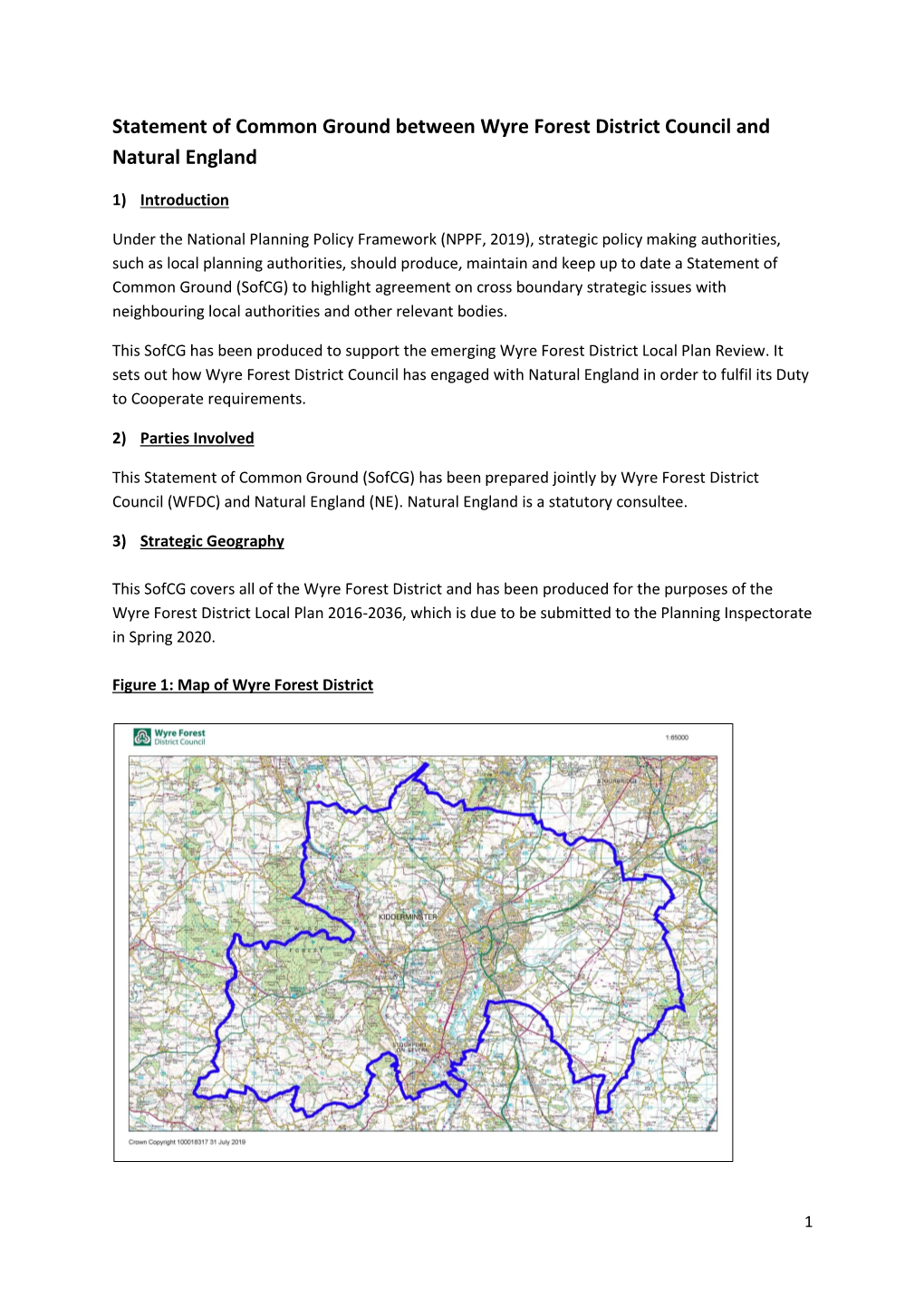 Statement of Common Ground Between Wyre Forest District Council and Natural England