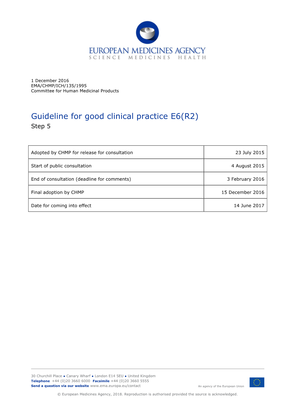 Guideline for Good Clinical Practice E6(R2) Step 5