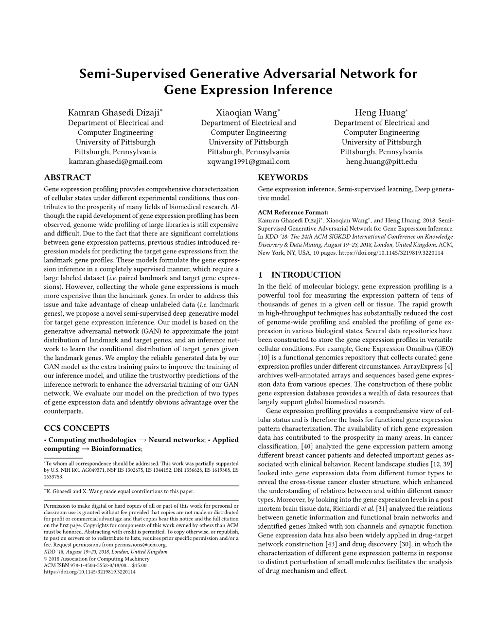 Semi-Supervised Generative Adversarial Network for Gene Expression Inference