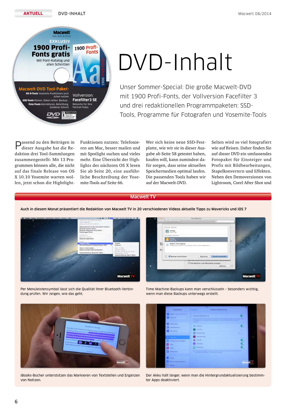 DVD-Inhalt Macwelt 08/2014