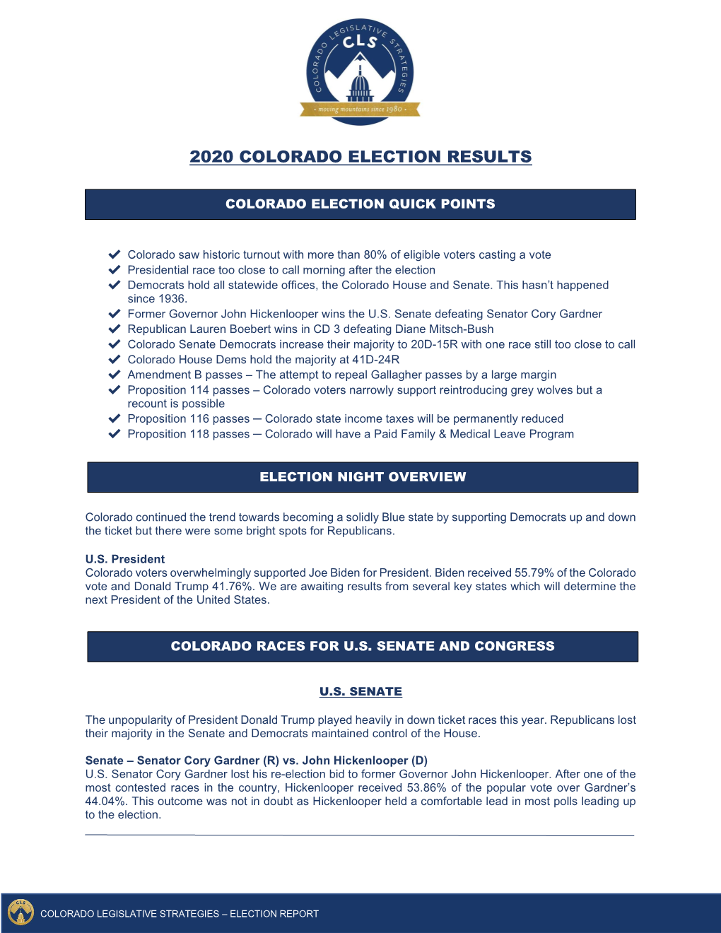 2020 Colorado Election Results