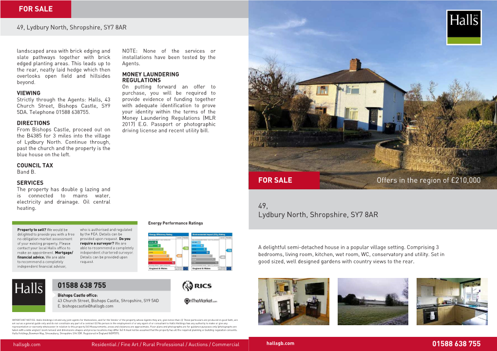 Offers in the Region of £210,000 49, Lydbury North, Shropshire, SY7