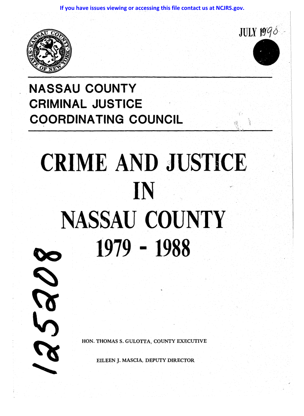 Nassau County Criminal Justice 1 \ "