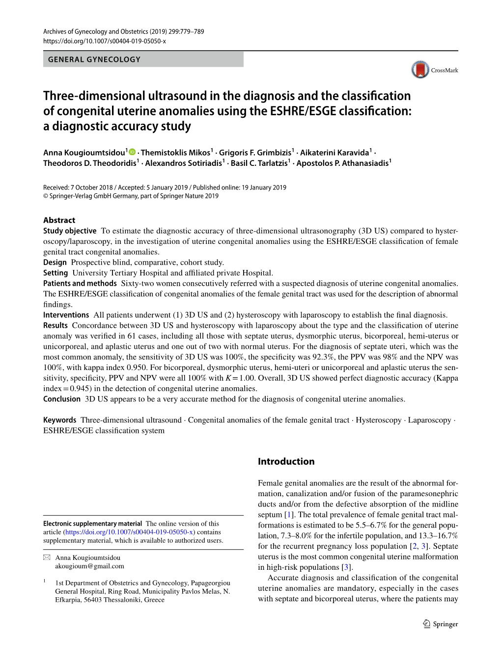 Three-Dimensional Ultrasound in the Diagnosis and the Classification Of